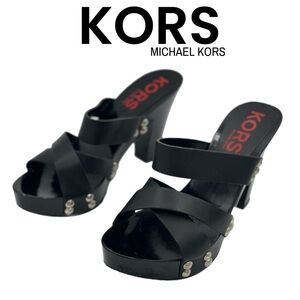 Michael Kors Black Leather Criss-Cross Sandals – Size 8 – Made in Italy